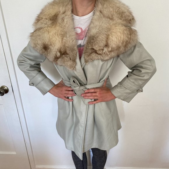 Vintage fur and leather coat - Picture 4 of 12